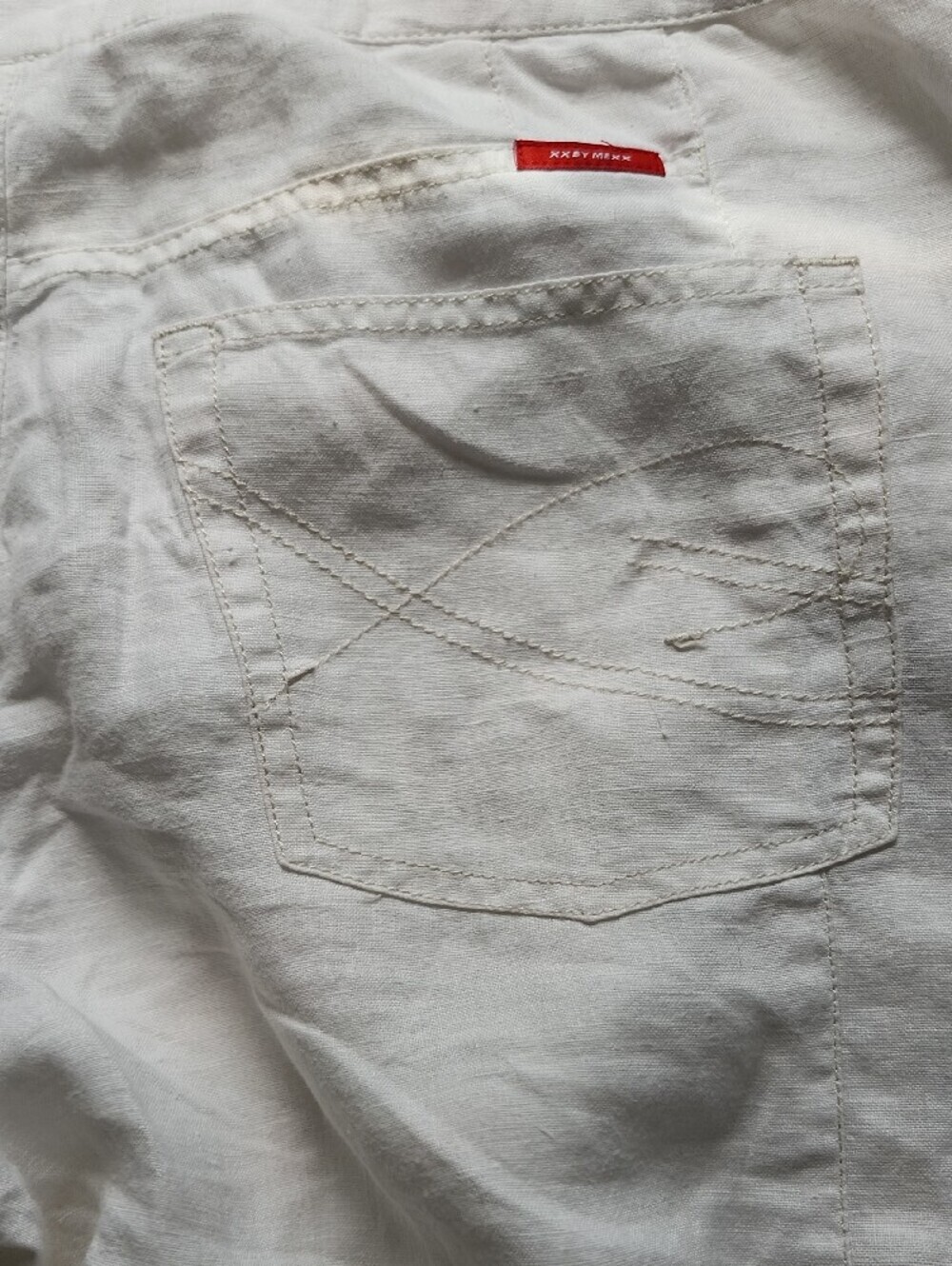 White 100% Linen Wide Leg Cargo Pants MEXX Size 8 Coastal Summer Resort - Picture 11 of 12